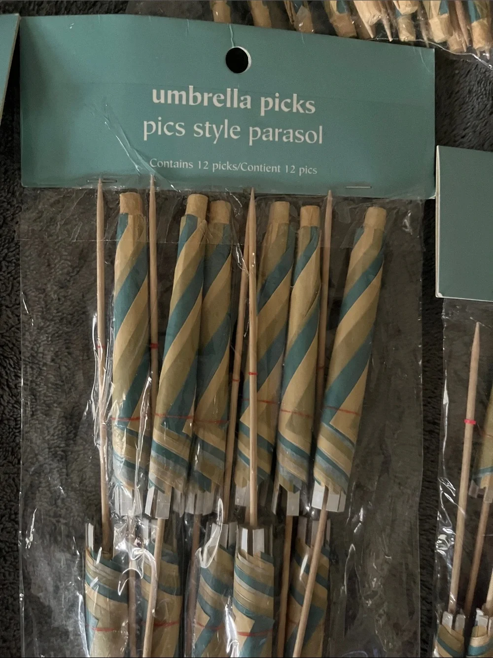 Pier 1 Decorative Paper Cocktail Umbrellas in Aqua, Tan and Red Accents